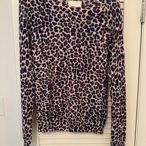 Zadig & Voltaire Pink and Blue Leopard 100% Cashmere Print Sweater